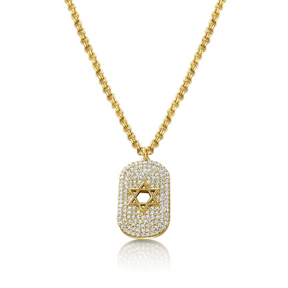 Star of David Yellow Gold Plated 925 Cubic Zirconia Necklace