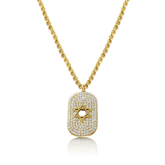 Star of David Yellow Gold Plated 925 Cubic Zirconia Necklace