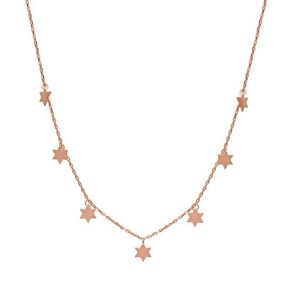 Star of David dangle necklace in rose gold with delicate chain by Alef Bet