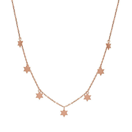 Star of David dangle necklace in rose gold with delicate chain by Alef Bet