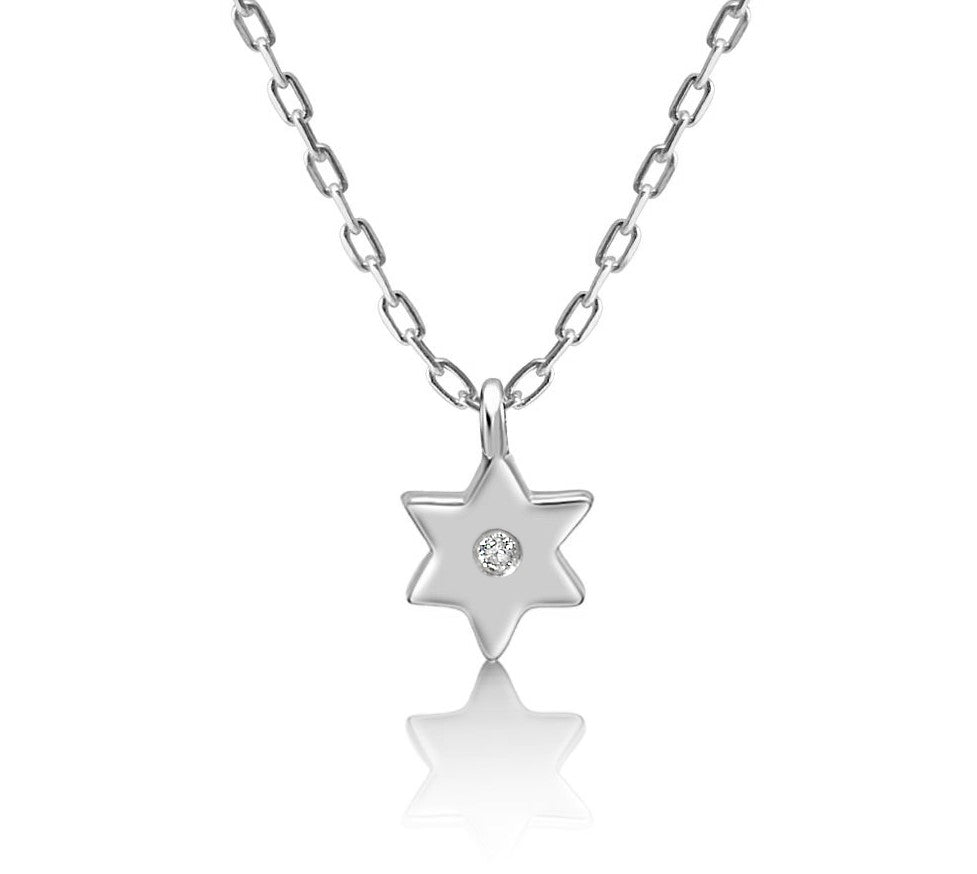 Jewish Dainty Star of David Necklace with Stone