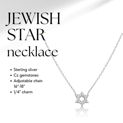 Sterling Jewish Star with CZ Necklace