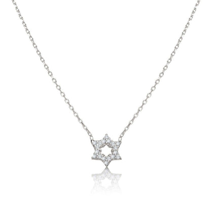 Sterling Jewish Star with CZ Necklace