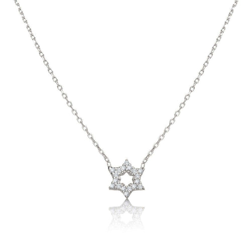 Sterling Jewish Star with CZ Necklace