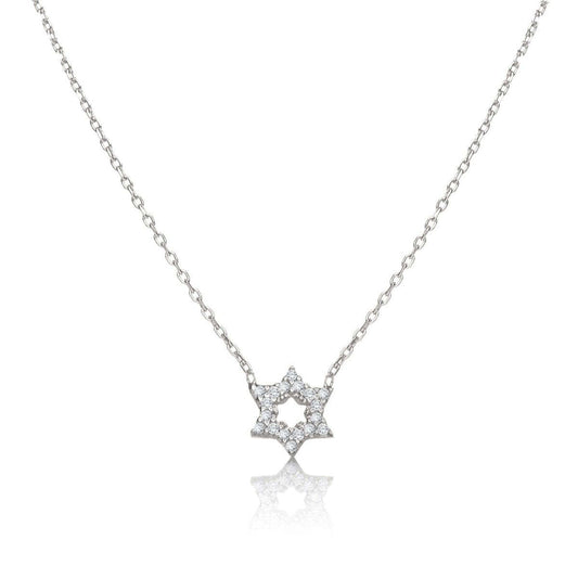 Sterling Jewish Star with CZ Necklace