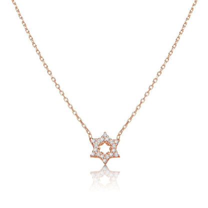 Sterling Jewish Star with CZ Necklace