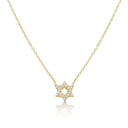 Sterling Jewish Star with CZ Necklace