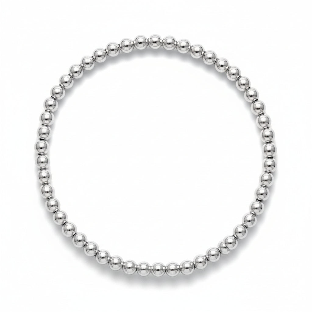 Sterling silver beaded bracelet with 3mm polished spheres by Alef Bet