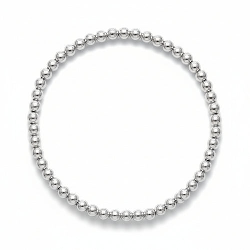 Sterling silver beaded bracelet with 3mm polished spheres by Alef Bet