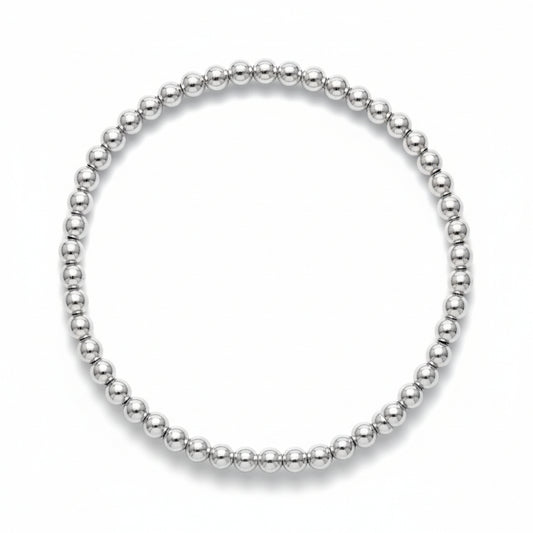 Sterling silver beaded bracelet with 3mm polished spheres by Alef Bet