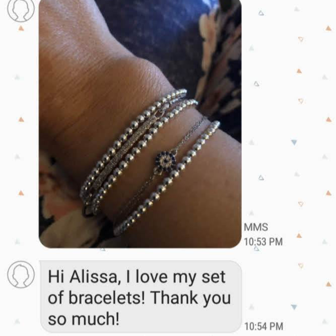 3mm Sterling Silver 925 Bead Bracelet Waterproof Stretch Fit Daily Wear | Alef Bet by Paula