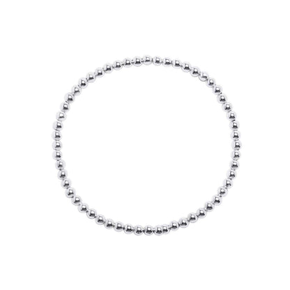 Sterling silver beaded bracelet with 3mm spheres in high-polish finish by Alef Bet