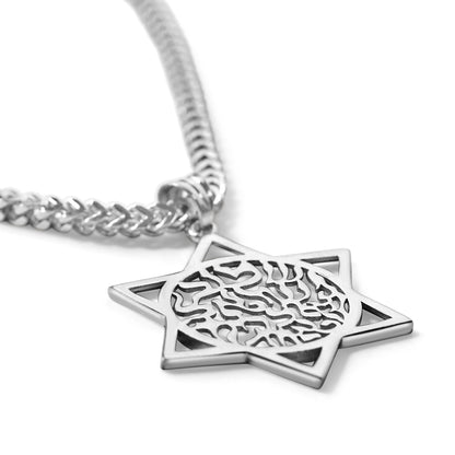 Sterling silver necklace with polished finish and delicate chain link detail by Alef Bet