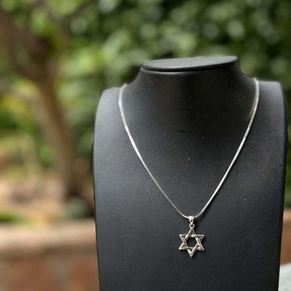 Sterling Silver Star of David Necklace | Men's Jewelry | Alef Bet