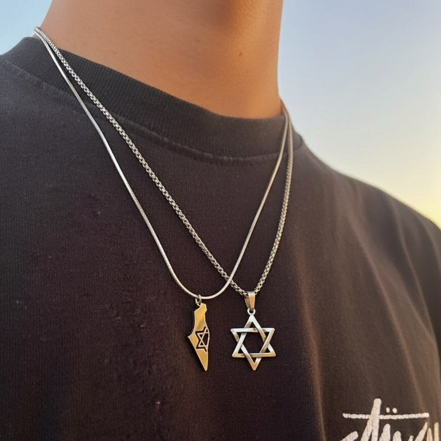 Sterling Silver Star of David Necklace | Men's Jewelry | Alef Bet