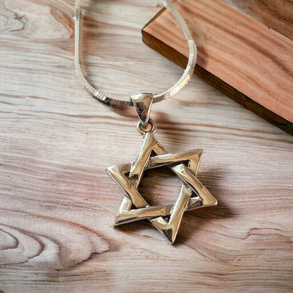 Sterling Silver Star of David Necklace | Men's Jewelry | Alef Bet