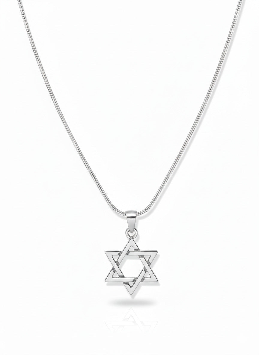 Sterling Silver Star of David Necklace | Men's Jewelry | Alef Bet