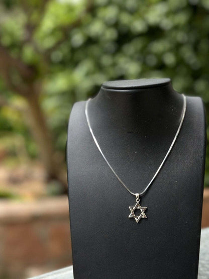 Sterling Silver Star of David Necklace | Men's Jewelry | Alef Bet
