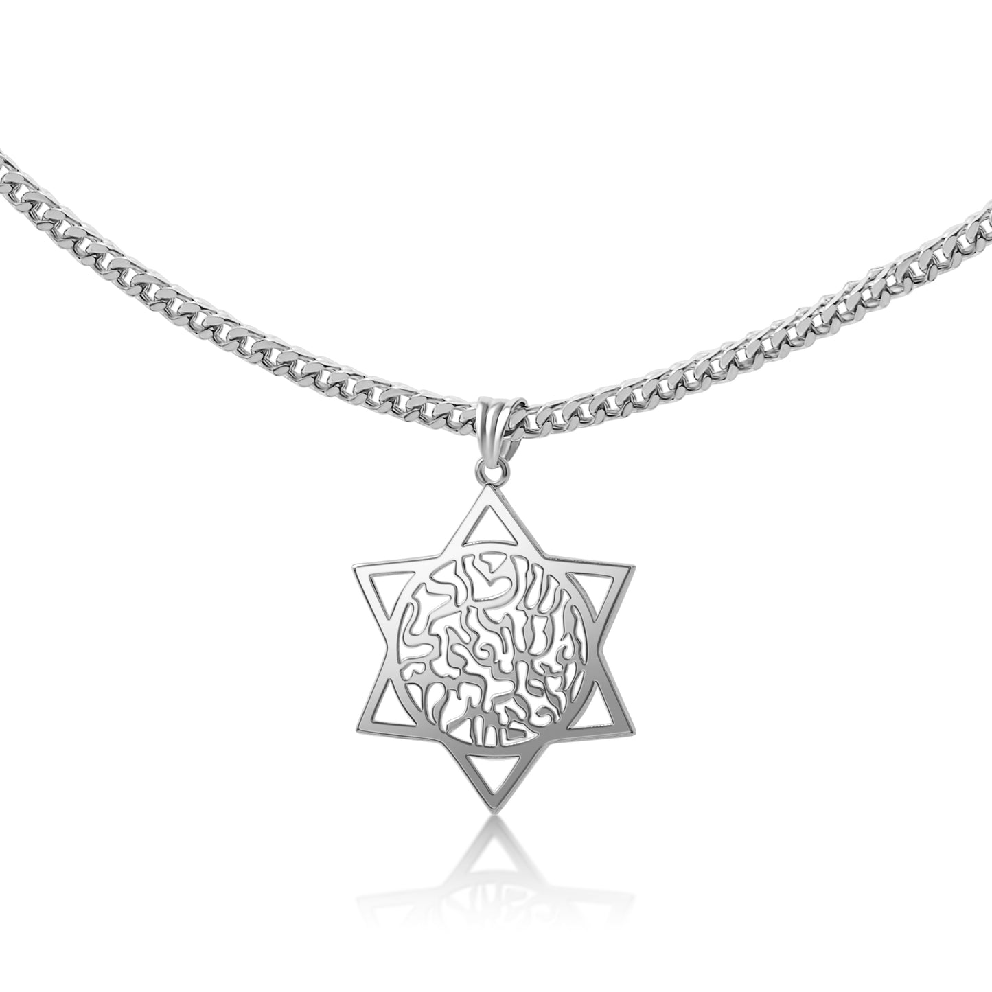 Sterling Silver Star of David Shema Prayer Necklace