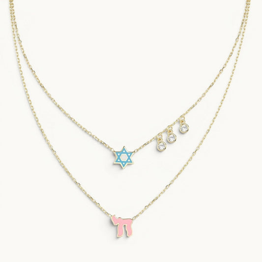 The "Chai & Star" Layered Enamel Necklace