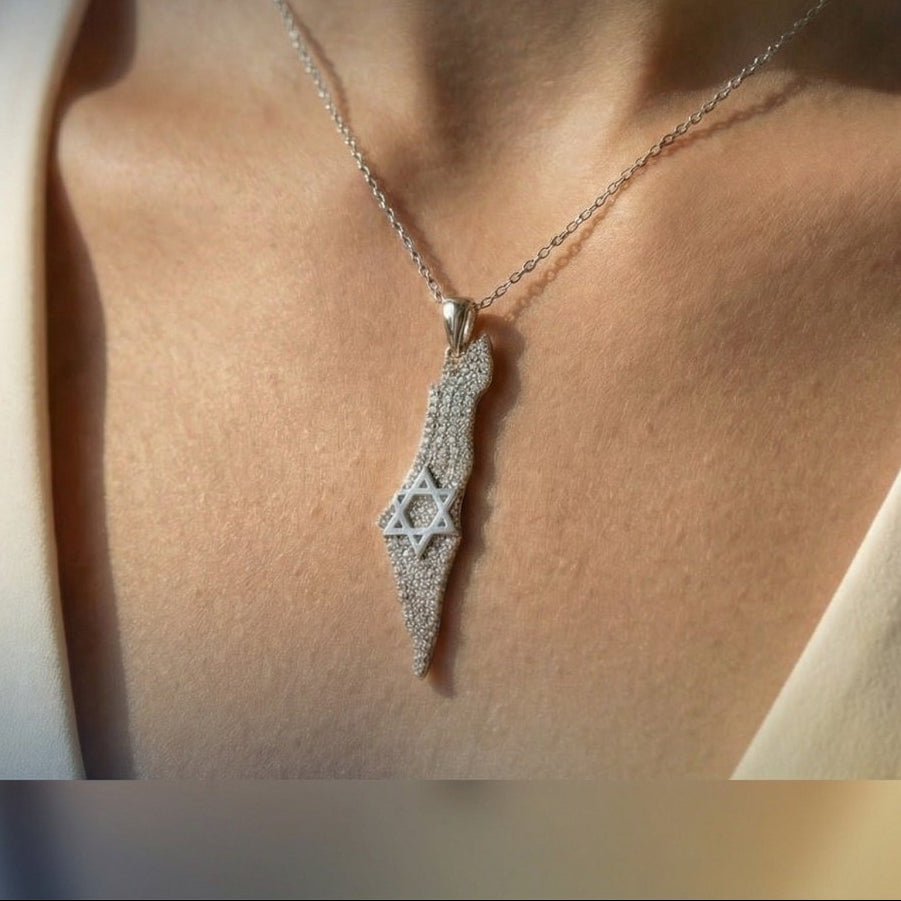 The "Diamond" Map of Israel & Star Necklace