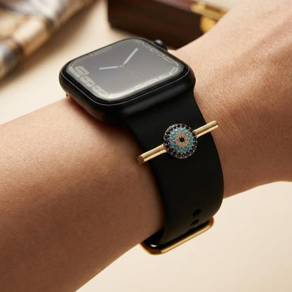 Protection on your wrist every hour of every day, Evil Eye Pavé CZ Watch Charm in Solid 14k Yellow Gold