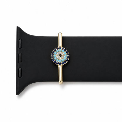 Protection on your wrist every hour of every day, Evil Eye Pavé CZ Watch Charm in Solid 14k Yellow Gold