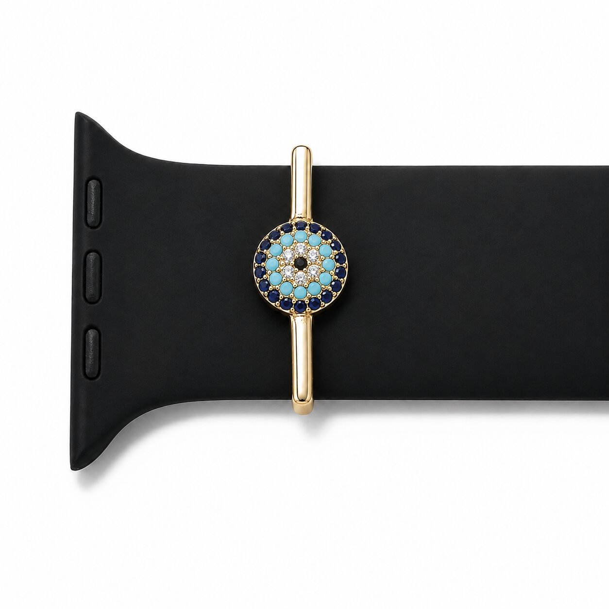 Protection on your wrist every hour of every day, Evil Eye Pavé CZ Watch Charm in Solid 14k Yellow Gold