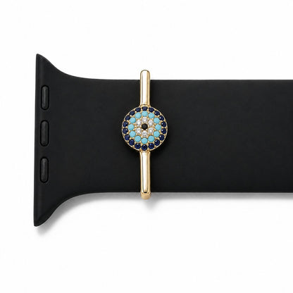 Protection on your wrist every hour of every day, Evil Eye Pavé CZ Watch Charm in Solid 14k Yellow Gold