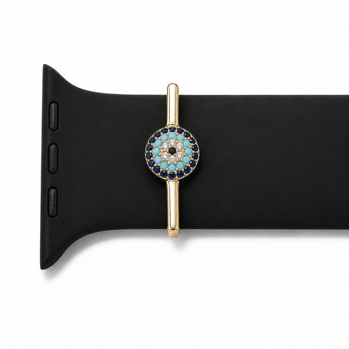 The Evil Eye: 14k Yellow Gold Pavé CZ Watch Charm for 20mm and 22mm Watch Bands