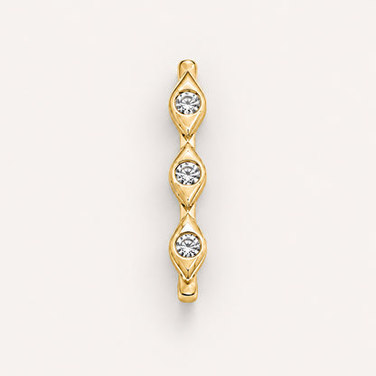 Three Layers of Protection You Wear Every Day, Triple Evil Eye Watch Charm in Solid 14k Yellow Gold with CZ