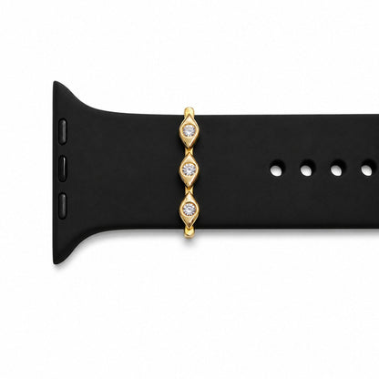 The Evil Eye in Triple CZ: 14k Yellow Gold Watch Charm for 20mm and 22mm Watch Bands