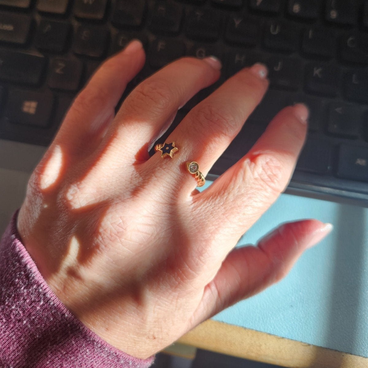 Adjustable Jewish Star Rings Sterling Silver