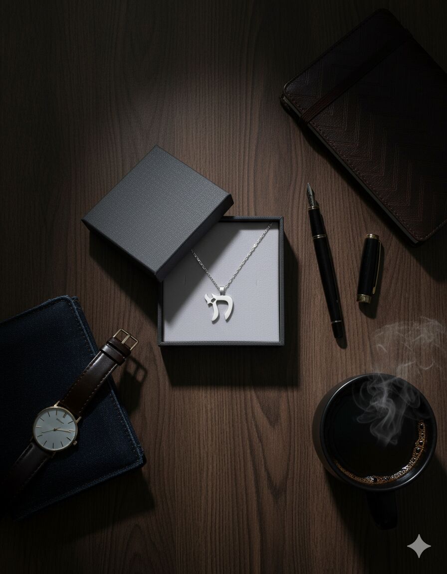 The "L'Chaim" Sterling Silver Chai Necklace for Men