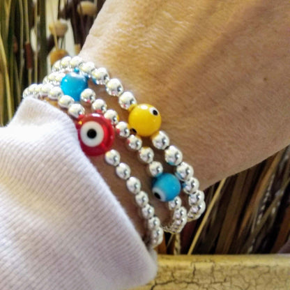 Single Protection Evil Eye Bracelet on 5mm Beads