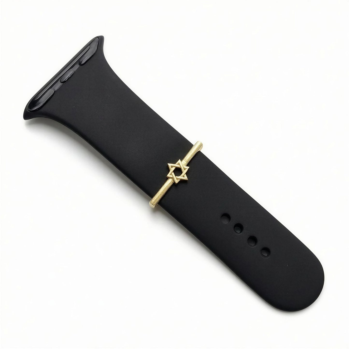 Worn without apology, Jewish Star of David Watch Charm in Solid 14k Yellow Gold for 20mm and 22mm Watch Bands