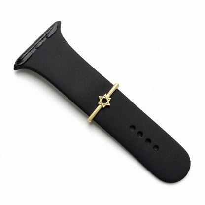 Worn without apology, Jewish Star of David Watch Charm in Solid 14k Yellow Gold for 20mm and 22mm Watch Bands
