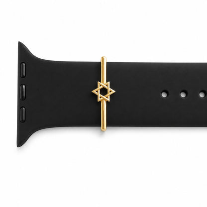 Worn without apology, Jewish Star of David Watch Charm in Solid 14k Yellow Gold for 20mm and 22mm Watch Bands