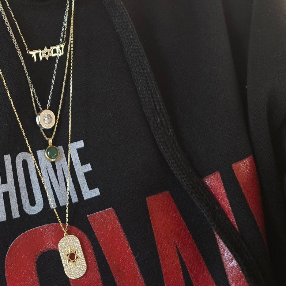 Star of David Tag Necklace in Yellow Gold