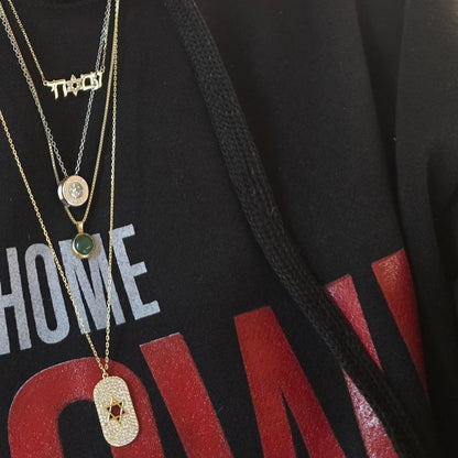 Star of David Tag Necklace in Yellow Gold