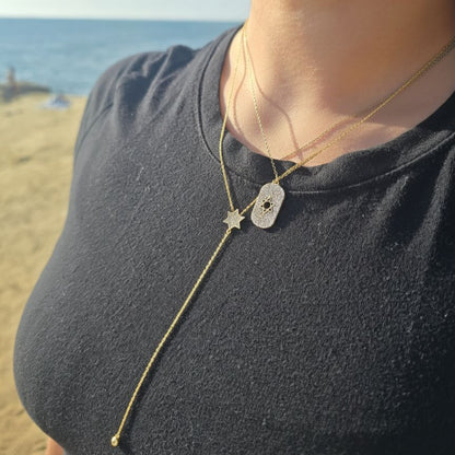 Star of David Tag Necklace in Yellow Gold