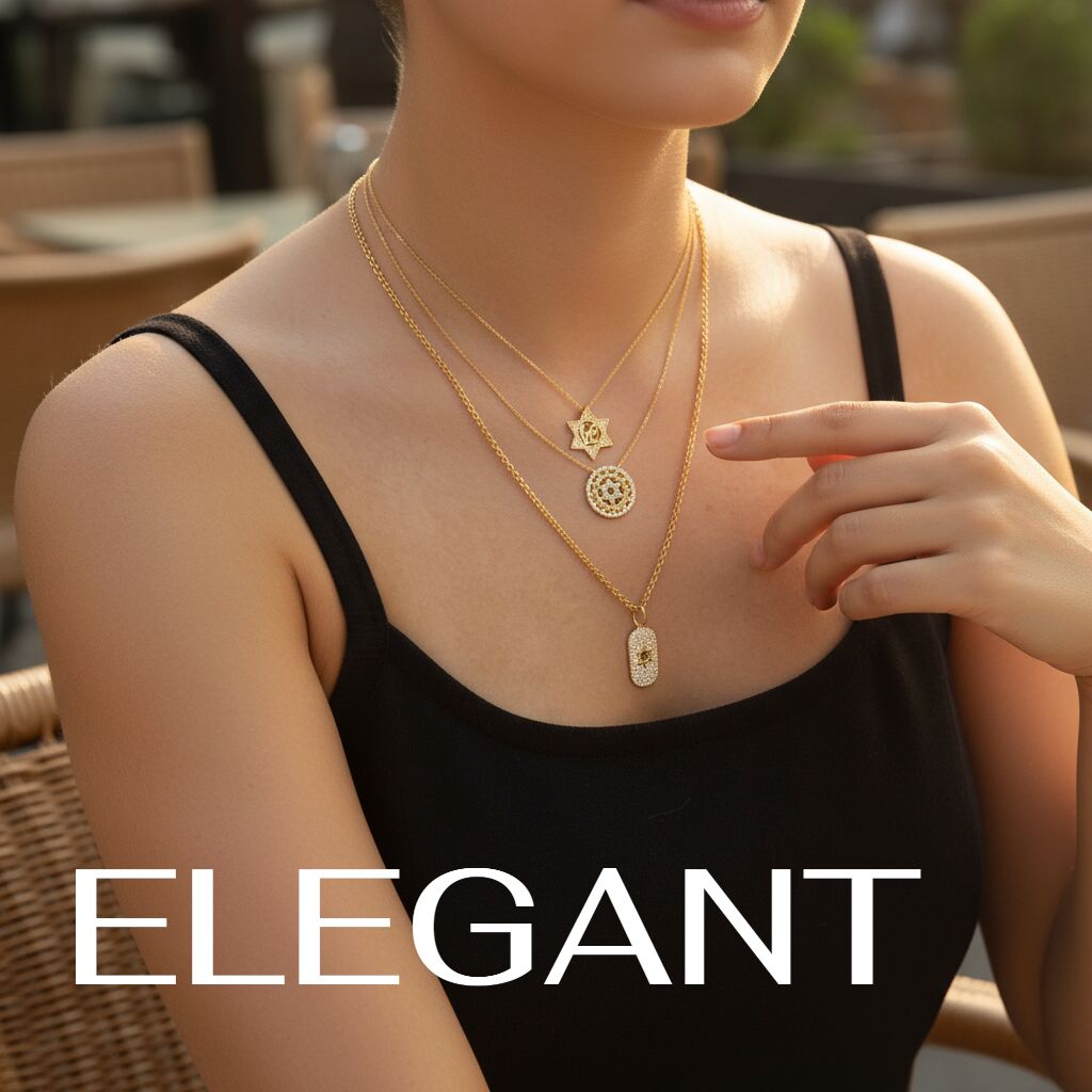 Star of David Tag Necklace in Yellow Gold