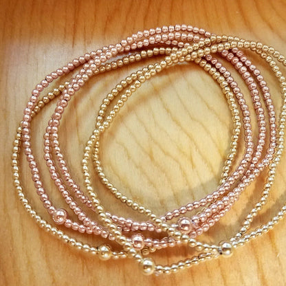 Tiny 14k Gold Filled 2mm Small Bead Bracelet