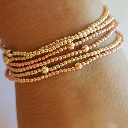 Tiny 14k Gold Filled 2mm Small Bead Bracelet