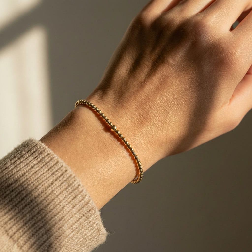 Tiny 14k Gold Filled 2mm Small Bead Bracelet