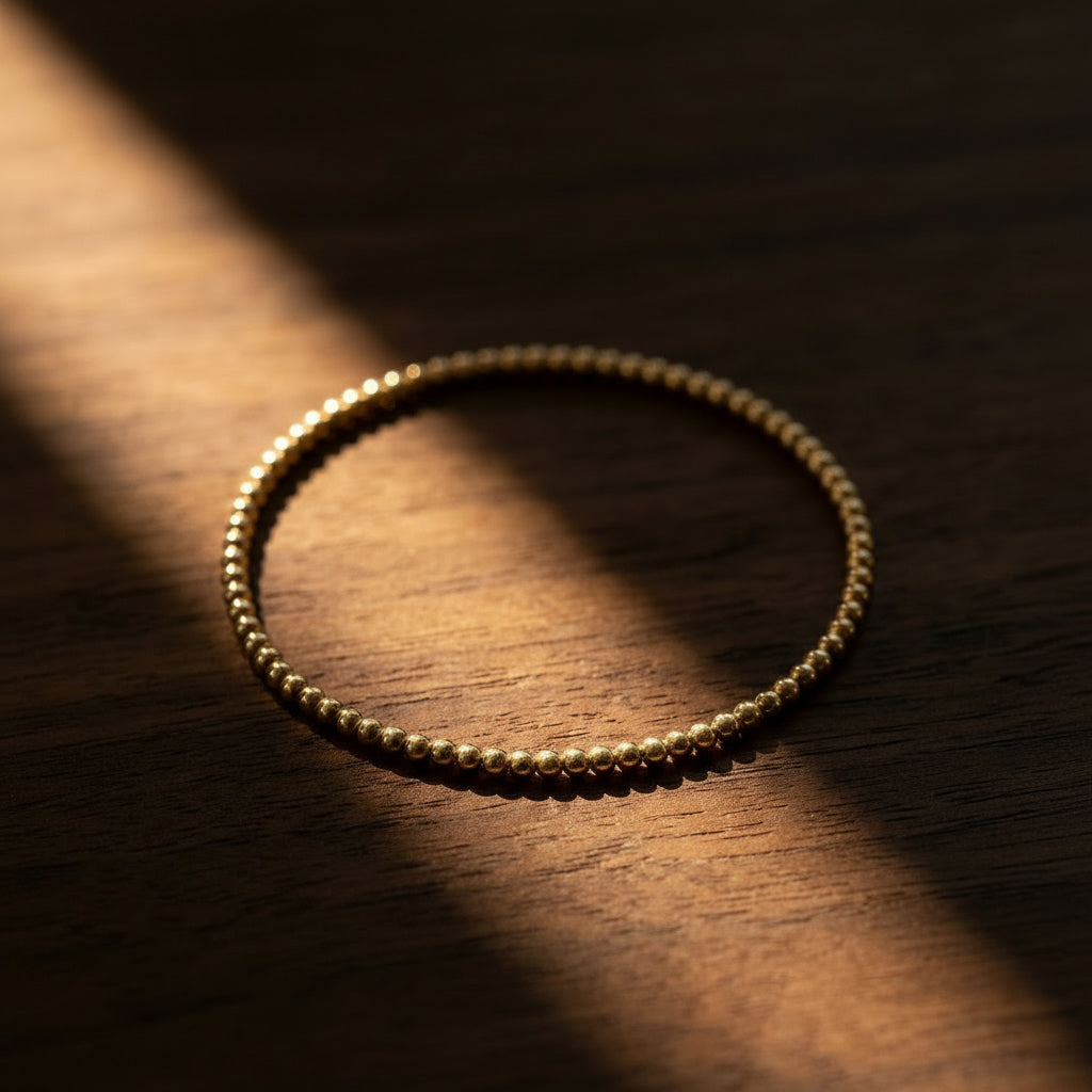 2mm gold bead bracelet in 14k gold filled with minimalist design by Alef Bet
