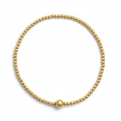 2mm bead bracelet in 14k gold filled with high-polish spheres by Alef Bet