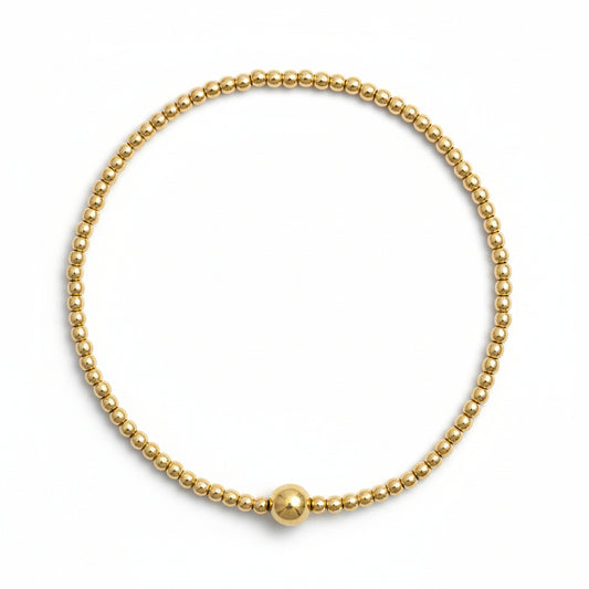 2mm bead bracelet in 14k gold filled with high-polish spheres by Alef Bet