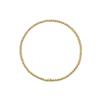 14k gold filled bead bracelet in high-polish finish with 2mm beads by Alef Bet