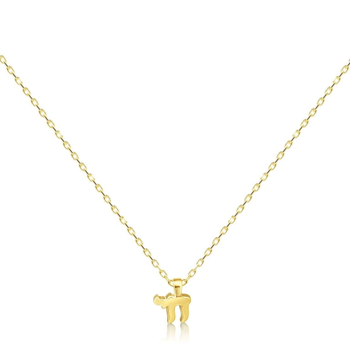 Tiny Chai Necklace 14k Gold Plated Sterling Silver 925 Hebrew Symbol Of Life Mini Pendant